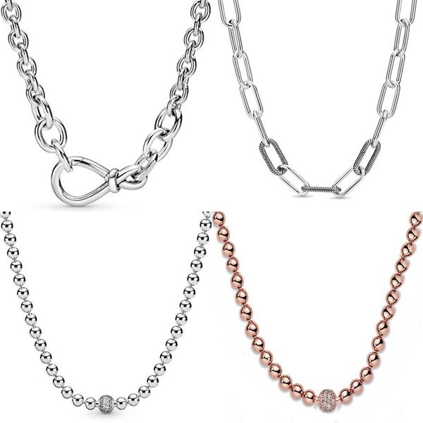 Perline originali con nodo infinito grosso scorrevole Me Link Collana con catena a serpente per la moda Argento sterling 925 con ciondolo gioielli fai da te Q0255h