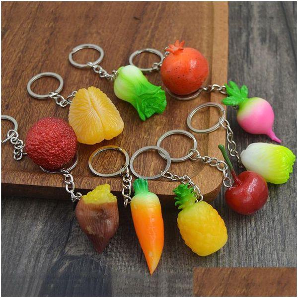 Chaveiros Lanyards PVC Simation Fruta Criativo Uva Melancia Abacaxi Pingente Chaveiro Saco Decorativo Chaveiro Chaveiro Dhgarden Dhy8D