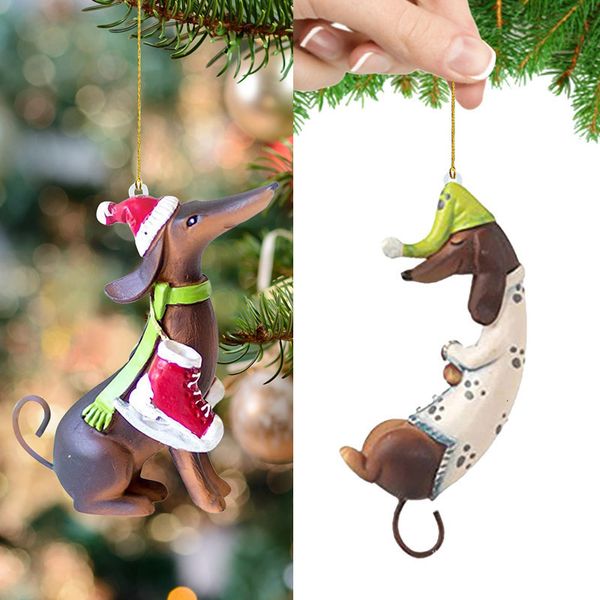 Decorazioni natalizie Ornamenti pendenti per alberi Pendenti a forma di cane bassotto per la casa Regali di Natale 230907