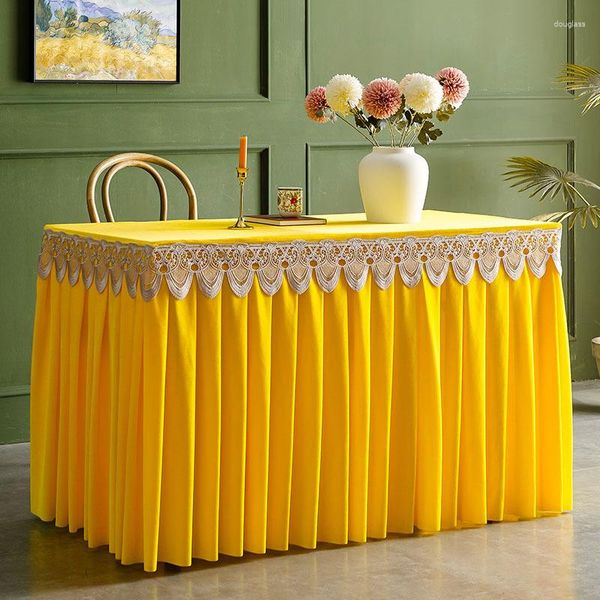 Toalha de mesa para reunião, toalha de mesa de veludo, saia de flanela, escritório retangular