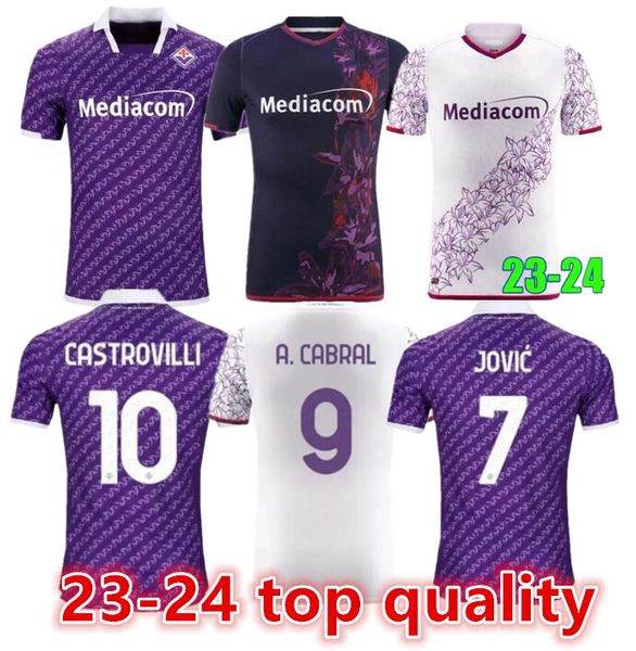 2023/24 Fiorentina camisas de futebol J. IKONE 2023/24 CASTROVILLI Erick Florence jersey ACF JOVIC A. CABRAL Milenkovic C.Kouame camisa de futebol masculina