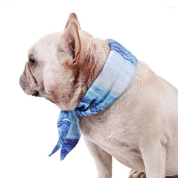 Coleiras de cachorro legal bandana para cães verão colar de gelo reutilizável físico resfriamento instantâneo pet respirável cachecol