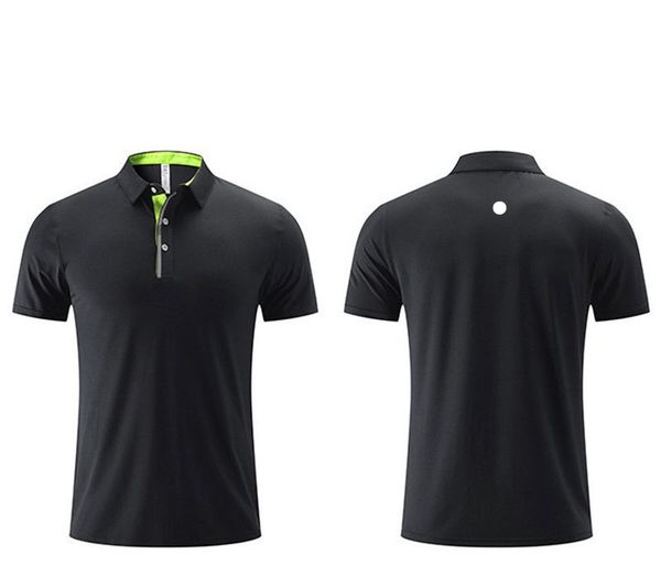 LL-SY313 Completo da yoga Polo unisex Magliette Abbigliamento da palestra Esercizio Abbigliamento fitness Abbigliamento sportivo Camicie da allenamento Colletto rovesciato Top Manica corta Elastico