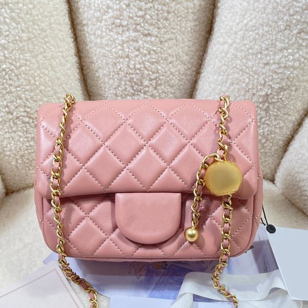 Bolsa rosa pequena crossbody saco flap saco senhoras designer sacos com corrente de ouro sling sacos de couro genuíno sacos de marca designer bolsa de ombro bolsas de luxo