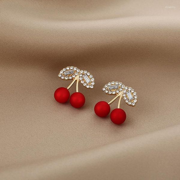 Baumeln Ohrringe Koreanische Süße Sommer Rote Kirsche Obst Zirkon Stud Ohrring Mode Für Frauen Partei Schmuck Geschenke Großhandel