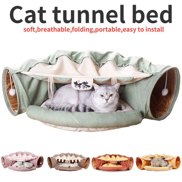 Canis canetas 1 pc design gato túnel cama dobrável gato casa tubo tipo brinquedos interativos gatos engraçados produtos para animais de estimação acessórios para filhotes 230907