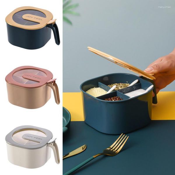 Bottiglie di stoccaggio stagionando scatola di sale pepe shaker contenitori di spezie con design a griglia portatile porta barbecue barattolo cucina utensile da cucina