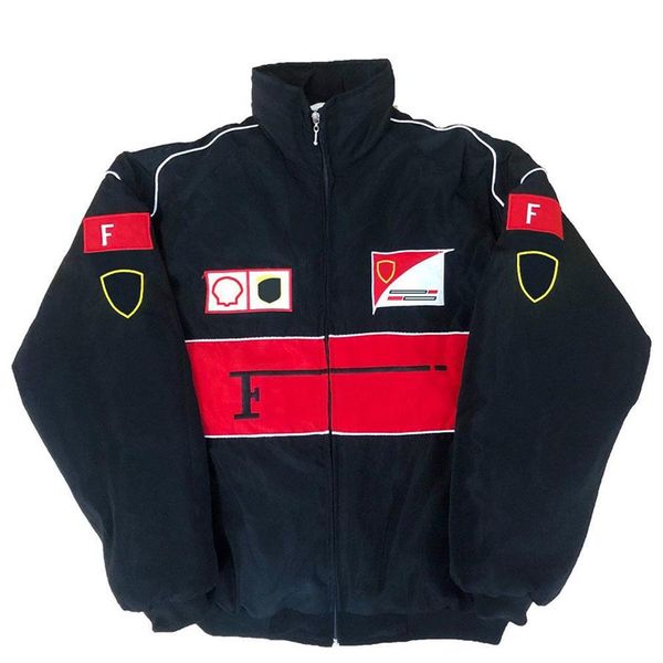 2023 neue F1-Rennanzugjacken im Retro-Stil, College-Stil, europäische Windjacke, Baumwollfleck, volle Stickerei, winddicht und warm, bomb225G