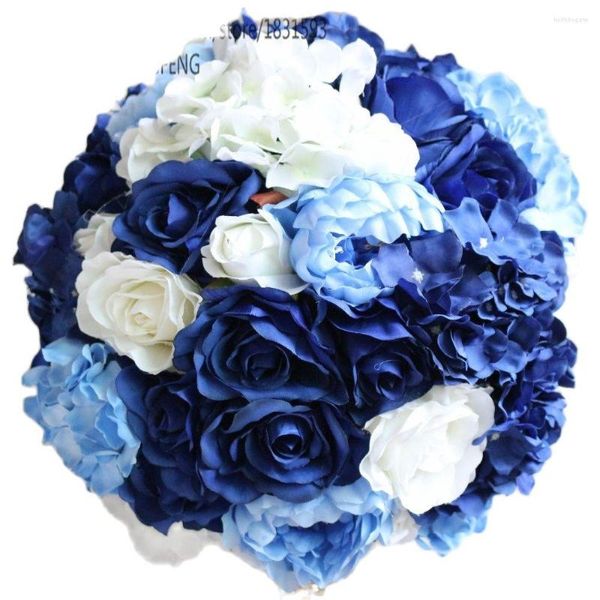Dekorative Blumen 35 cm Mixcolor 8 teile/los Künstliche Seide Rose Hortensien Hochzeitsdekoration Kissing Ball Tisch TONGFENG