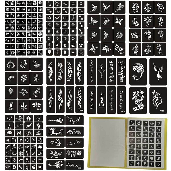 Altro Fornitura per trucco permanente Tatuaggi all'henné Stencil per cartoni animati Stencil per aerografo Stencil per aerografo Kit adesivo Body Art Herbruikbare 230907