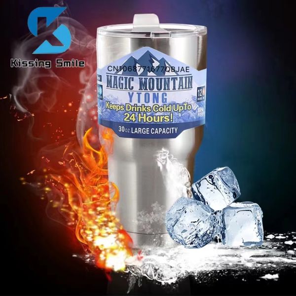 Wasserflaschen Magic Mountain Cup Thermal Car Mug Freeze Thermos Isolierflaschen Edelstahlflasche mit Strohhalm hält kalt Tumbler 30oz 230908