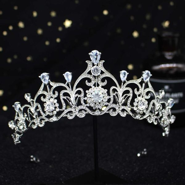 Tiara di cristallo azzurro Corona principessa Fascia per capelli da sposa Accessori per gioielli per capelli Copricapo di moda Ornamenti per spettacoli di ballo 288J