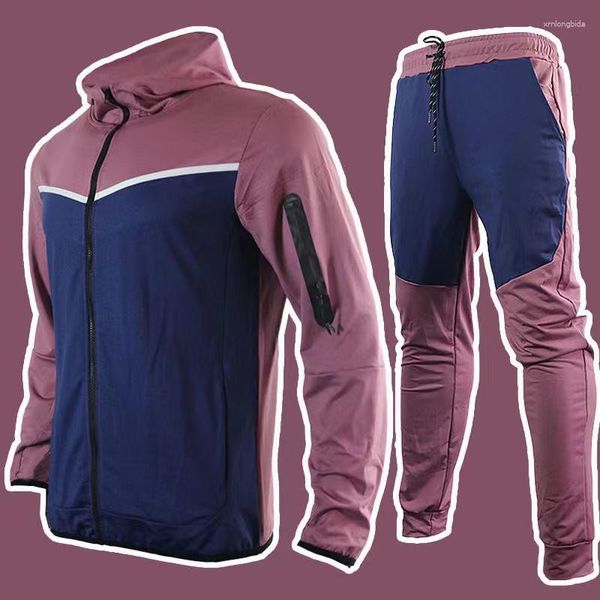 Fatos de treino masculinos 2023 outono e inverno esportes zíper hoodie terno calças de lazer conjunto de 2 peças