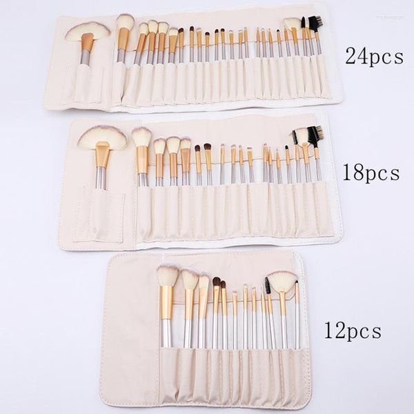 Pincéis de maquiagem 20 set/lote 24pcs 18pcs Set 12pcs Professional Cosmetic Powder Brush Kit com bolsa de couro Face Lip Eyes Tool