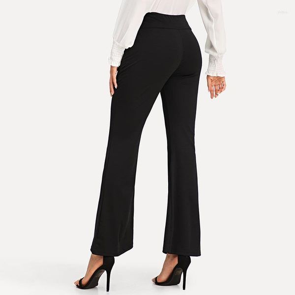 Pantaloni 2023 Abbigliamento da donna estivo Taglie forti Pantaloni stile elegante Design gamba Tinta unita Temperamento Zampa d'elefante Nove centesimi