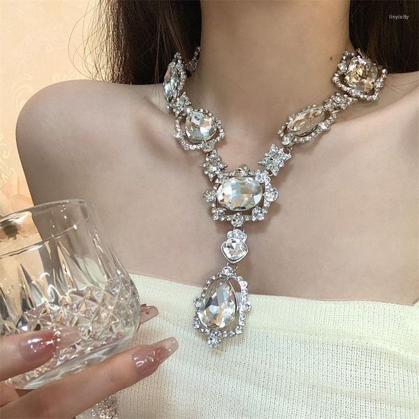 Colares pingentes exagerados cristal pescoço corrente requintado romântico waterdrop colar para mulheres lindos acessórios jóias clássicas