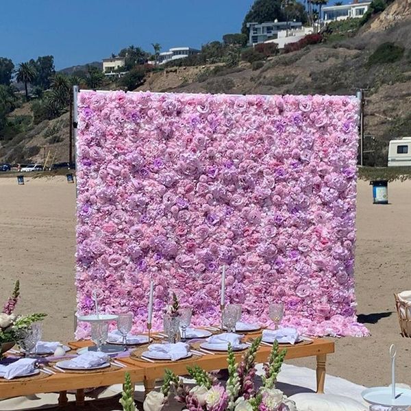 Painel de parede de flores artificiais rosa, flores decorativas personalizadas para festa de casamento, decoração de cenário, natal, chá de bebê