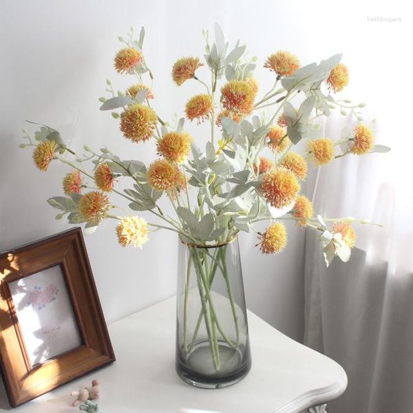 Fiori decorativi 1 pz 10 teste Spina di plastica Cipolla Erba Palla Ramo di fiori con foglie Matrimonio Casa El Decorazione Ortensia Piante finte