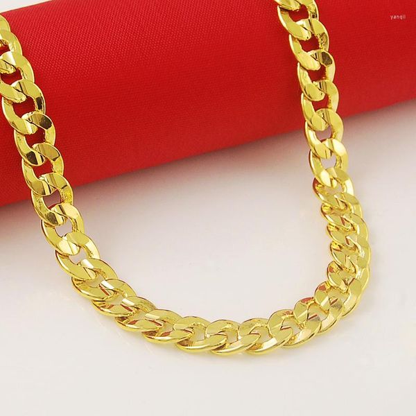 Gargantilha hip hop cubana 24k colar de ouro 8mm70cm lateral joias masculinas presente