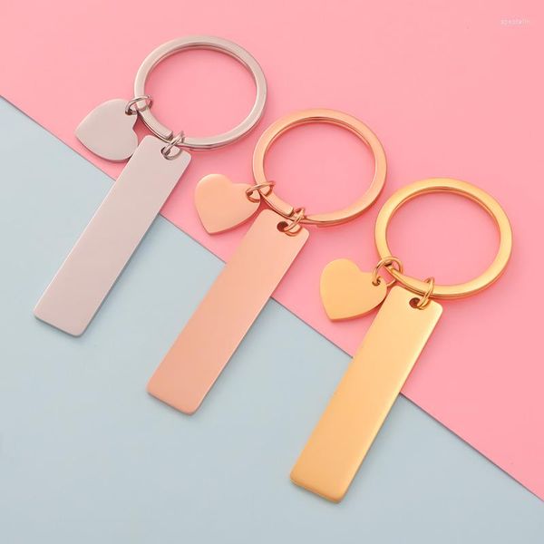 Chaveiros Fnixtar 10 pcs Coração Bar Chaveiro Aço Inoxidável Anti-perdido Keyring Nome Data Coordenada Laser Gravado Jóias Personalizadas