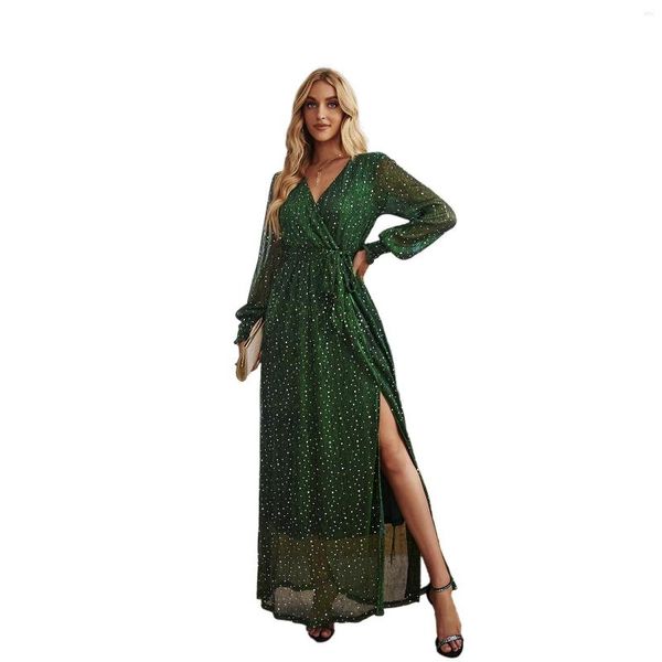 Casual Kleider Europäischen Stil Langarm V-ausschnitt Kleid Drucken Frau Vestidos De Mujer Frühling Herbst