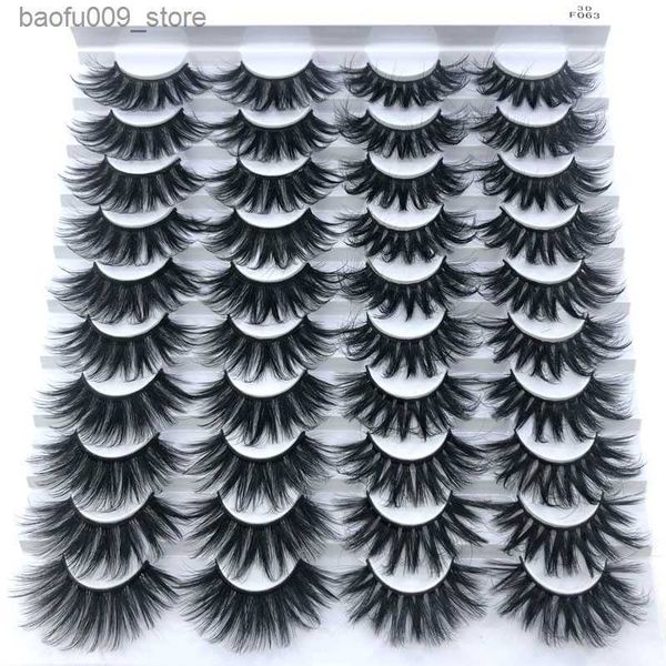 Cílios Postiços 20 Pares 3D Mink Cabelo Cílios Postiços 10-25mm Cílios Grossos Longos Filos Fofos Feitos À Mão Cruelty-free Mink Cílios Maquiagem Q230908