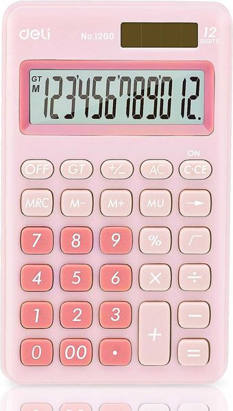 Calculadoras Comida Cozida Função Padrão Calculadora Básica Calculadora de Mesa de 12 Dígitos com Grande Tela LCD Bateria Solar Dual Power Calculadora de Escritório Rosa x0908