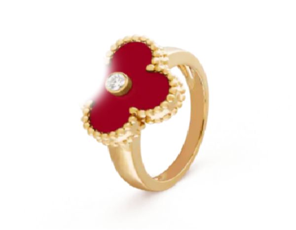 Clover Ring Designer Heart 4/Four Leaf Rings Women Gold Titanium Steel Lady Gioielli Accessori per gioielli