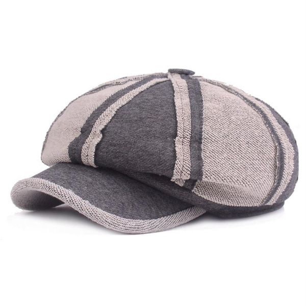 2022 Nuovo Grigio Scuro Patchwork di Cotone Cappello Ottagonale Donne Distress Pittore Cap Autunno Inverno Uomo Strillone Caps Whole249e