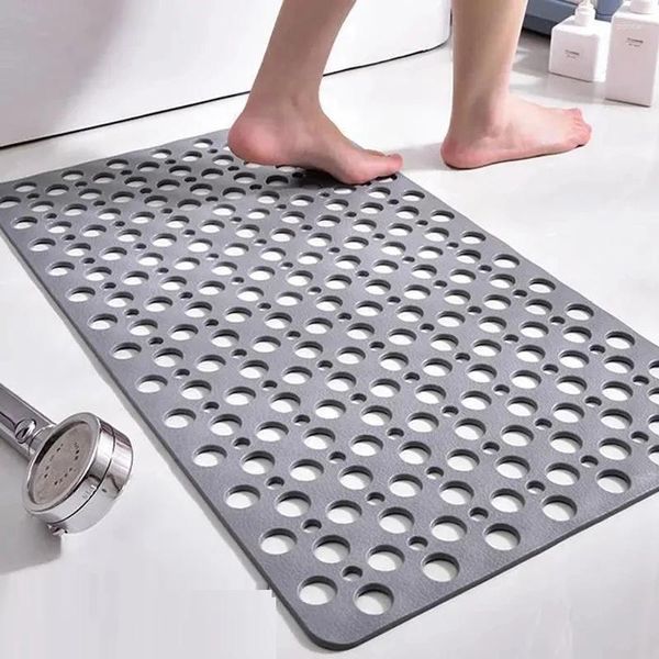 Tapetes de banho retângulo plástico tapete toalete redondo oco impermeável tapetes tpe sucção almofada banheiro anti-deslizamento tapete chuveiro anti-queda piso