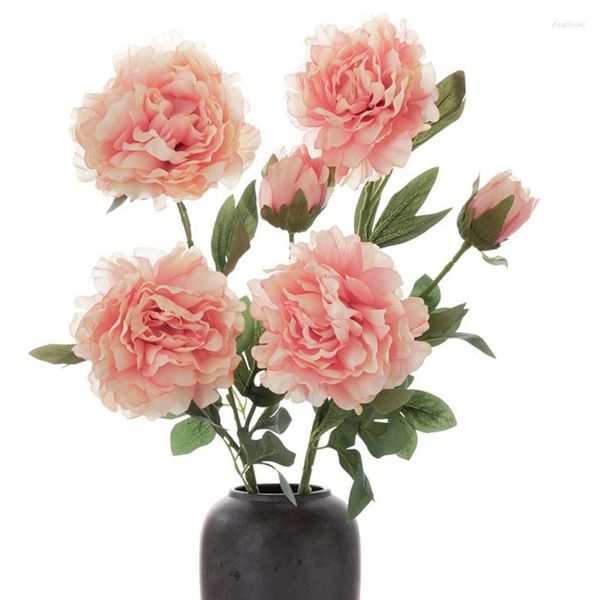 Fiori decorativi 90 cm grande peonia fiore di seta artificiale bouquet da sposa decorazione bianca display per la casa confezione finta cuore rosa rosa