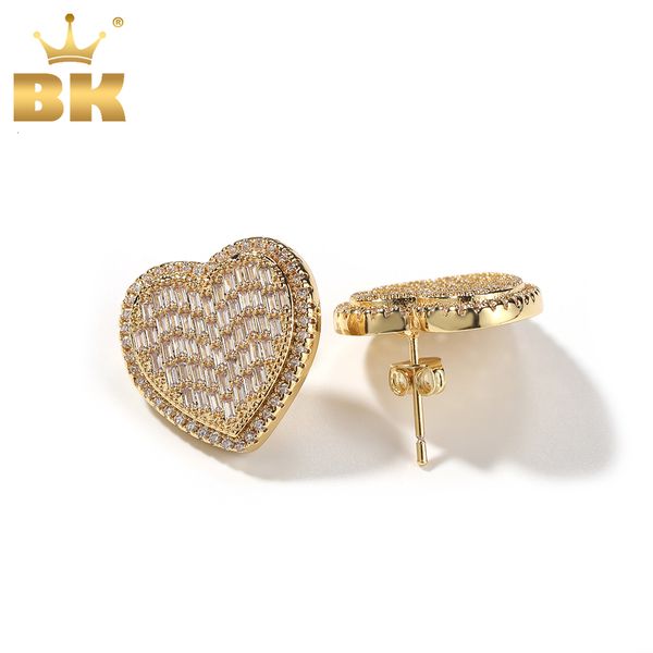 Stud O Bling King 2 Estilos Baguettecz Coração Em Forma de Parafuso Voltar Brinco Iced Out Cubic Zirconia Mulheres Hiphop Jóias Presente 230908