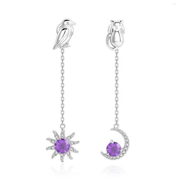 Orecchini pendenti Autentici veri gioielli Moda Sole Luna Tonghui Cristallo naturale Granato Topazio S925 Argento sterling Lungo colorato