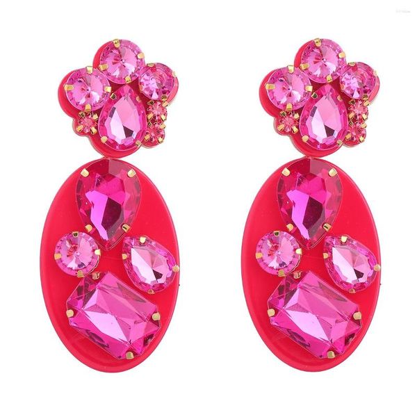 Orecchini pendenti esagerati colore brillante acrilico strass goccia femminile gioielli da donna fucsia