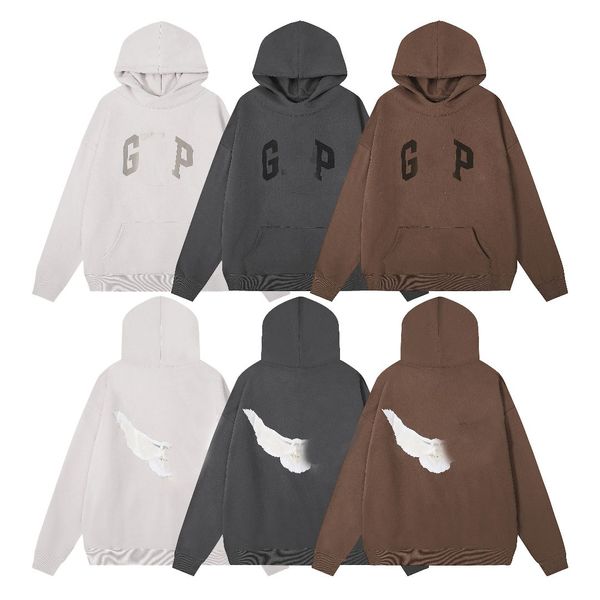 Tasarımcı Hoodie Güvercin Baskı Ağır Siklet High Street Peluş Kapşonlu Sonbahar Kazak Mektubu Graffiti Kazak Gevşek Sweatshirt