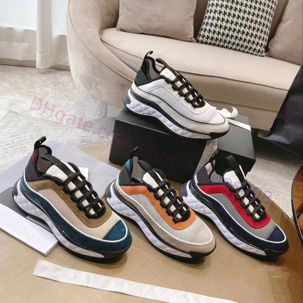 Top quality Designer Shoes Women men Channel Casual shoes Fashion NEW Canvas Suede Thick sole Air cushion sneakers Luxury Spring Autumn couple walking Running shoes