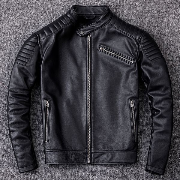 Couro dos homens da marca do falso roupas de couro genuíno dos homens roupas vintage motor biker jacketleather casaco chaqueta de cuero 230908