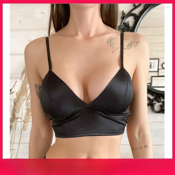 Camisoles Tanks Damen Tube Top Seide weich bequem Crop Sexy Camisole Wireless Sommer umwickelte Brust V-Ausschnitt ärmellose Unterwäsche