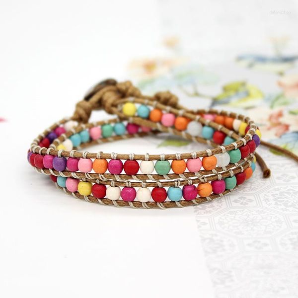 Braccialetti di perline di filo Braccialetti di corde intrecciate in pietra multistrato Gioielli Boho di moda per uomini o donne NE1157