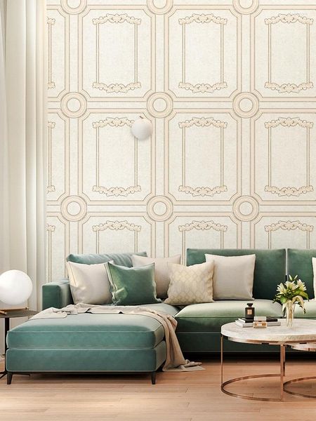 Wallpapers europeu branco gesso linha porta quadro po mural papel de parede para sala de estar entrada pano de fundo 3d papéis de parede decoração