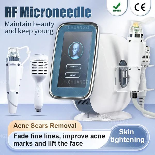 Máquina fracionária de microagulha rf 2 em 1, levantamento e aperto da pele, anti-envelhecimento, remoção de acne, portátil para salão de beleza