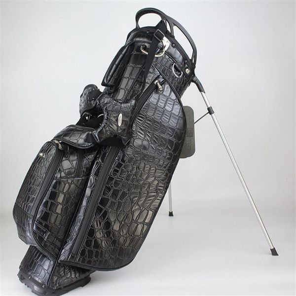 Siyah timsah golf çantası, bir omuz çantası çok fonksiyonlu suprof kapağı şeffaf özelleştirilebilir özelleştirilebilir let296v