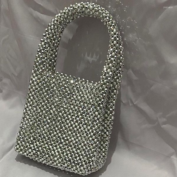 Abendtaschen Silber Große Kapazität Perlen Klare Geldbörsen Handtaschen Handgemachte Geldbörse Frauen Handtasche Luxus Taschenbücher Und Weiblich