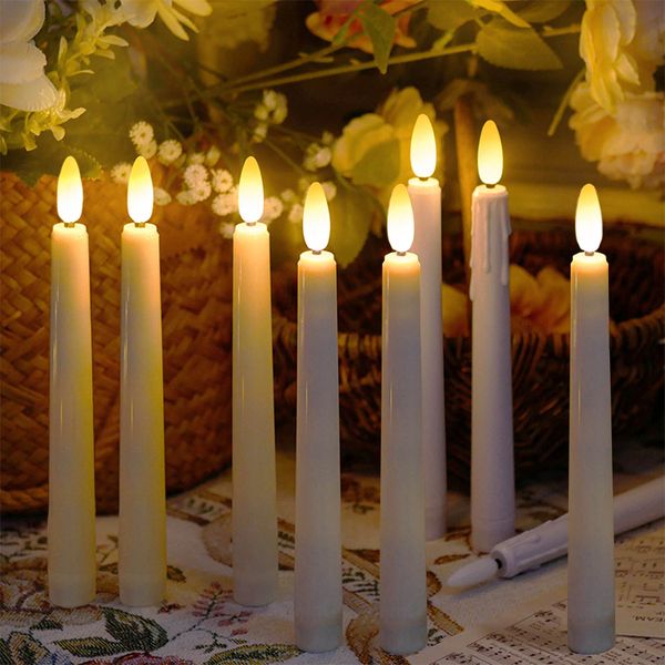Candele LED cono senza fiamma a batteria candelieri finti tremolanti elettrici lunghi per decorazioni per la casa di nozze 230907