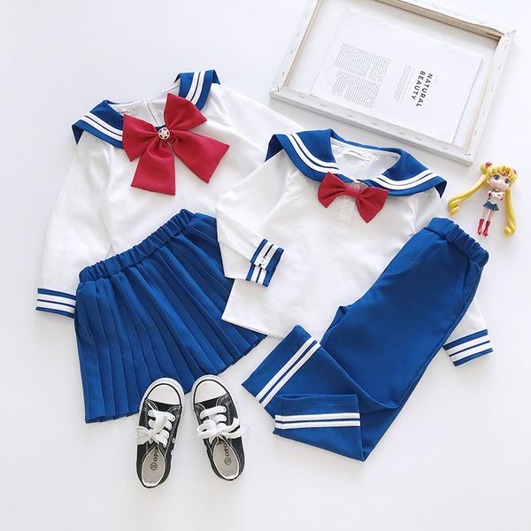 Kleidungssets Setelan Gaya Preppy Fashion Baru Beliebt für Anak Perempuan und Laki Laki Set Cosplay Sailor Moon Musim Gugur Semi Anak Anak 230907