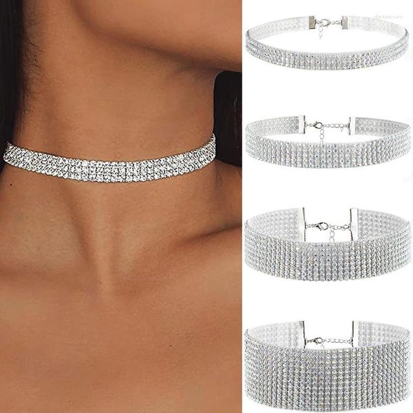 Girocollo 2023 Collana a catena in cristallo Catene al collo Gioielli per donna Accessori Dropship americani Goth con diamanti pieni