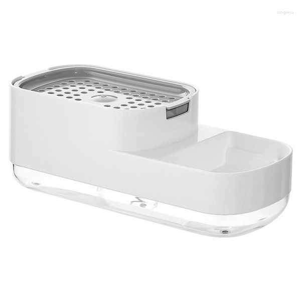 Bottiglie di stoccaggio Dispenser di sapone per piatti Organizzatore universale di spugne per uso domestico Durevole supporto per drenaggio del lavello della cucina a doppio strato