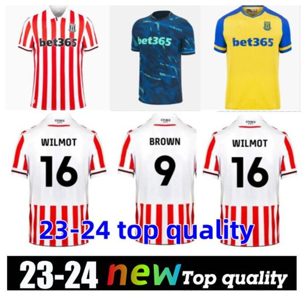 2023/2024 Stoke City Mikel Campbell Futbol Formaları Smith Fletcher Powell Brown Clucas Ev Kitleri 23/24 Lewis Baker Baker Erkekler Çocuk Kiti Futbol Gömlek Üniformaları Tops66