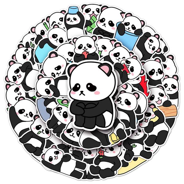 50 Stück niedliche Cartoon-Panda-Tier, kreative Aufkleber, PVC, Skateboard, Tagebuch, DIY, Auto, wasserdichte Dekoration