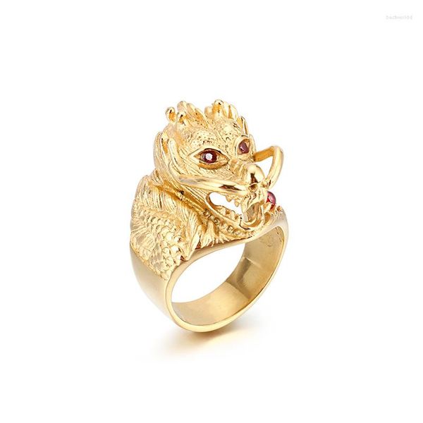 Cluster Ringe Mode Wild Wolf Edelstahl Gold Farbe Vintage Street Style Männer Ring Tier Großer Mann